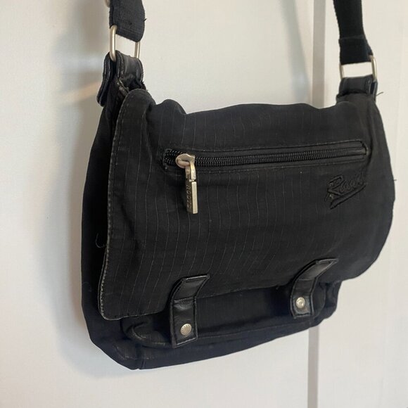 Roots Black Fabric Messenger Bag Crossbody Shoulder Bag‎ - Picture 11 of 14